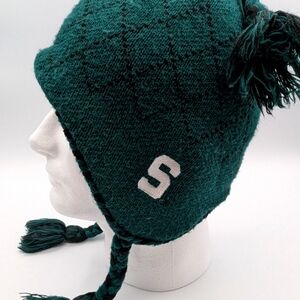 MSU - Michigan State - Green Knit Winter Hat with Tassels